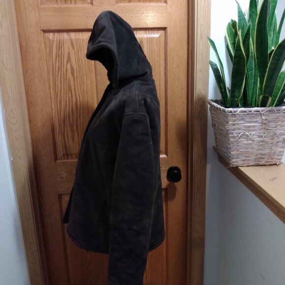 Jones New York Sport Women's Size L Faux Fur Lined Sude Brown Winter Jacket - Picture 12 of 13